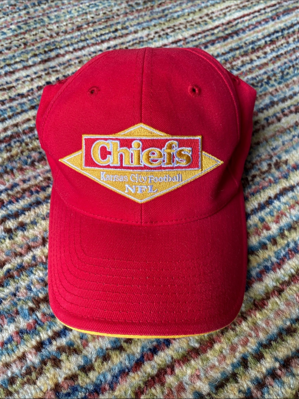 Vintage NFL Kansas City Chiefs Red and Yellow Logo Annco Baseball Cap